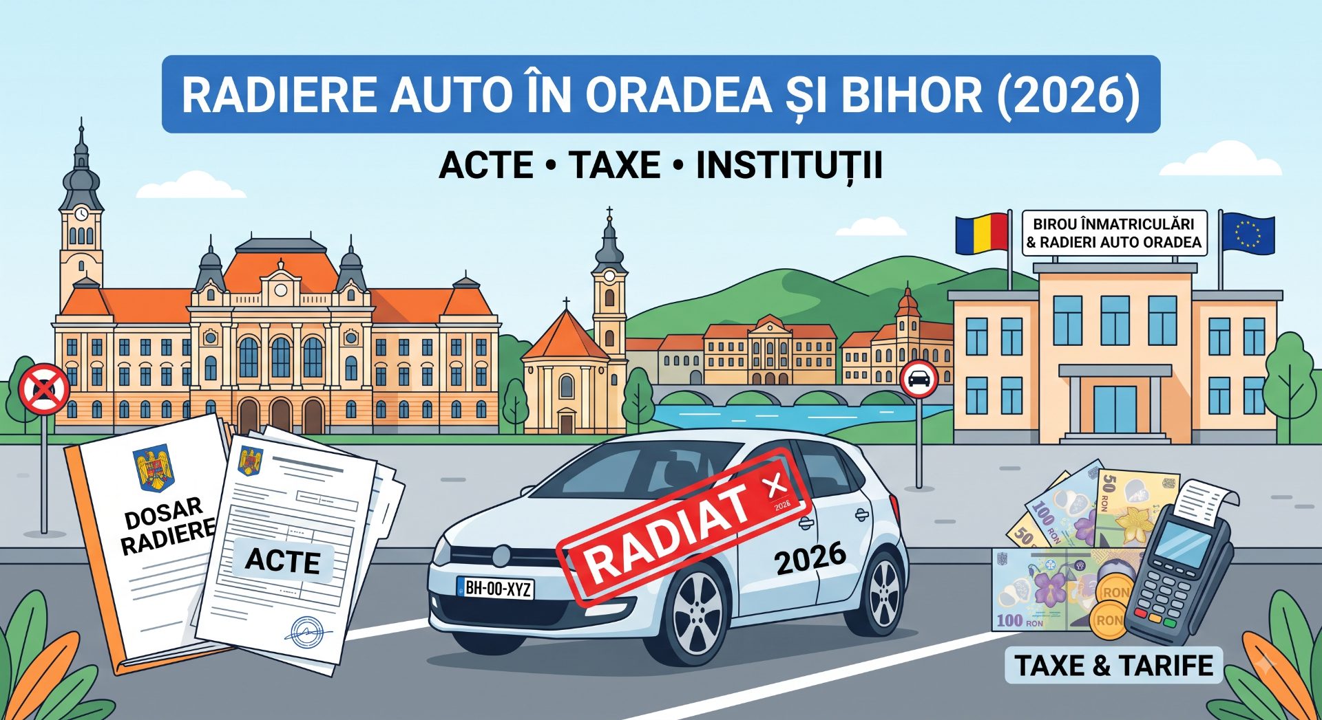 Radiere auto în Oradea și Bihor (2026) — acte, taxe și instituții